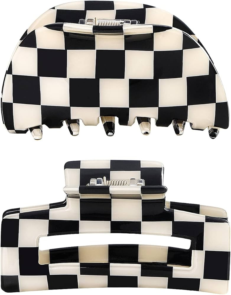 TODEROY Checker Claws Tortoise Barrettes Clips for Women No-Slip Grip Lattice Design Hair Jaw Cli... | Amazon (US)