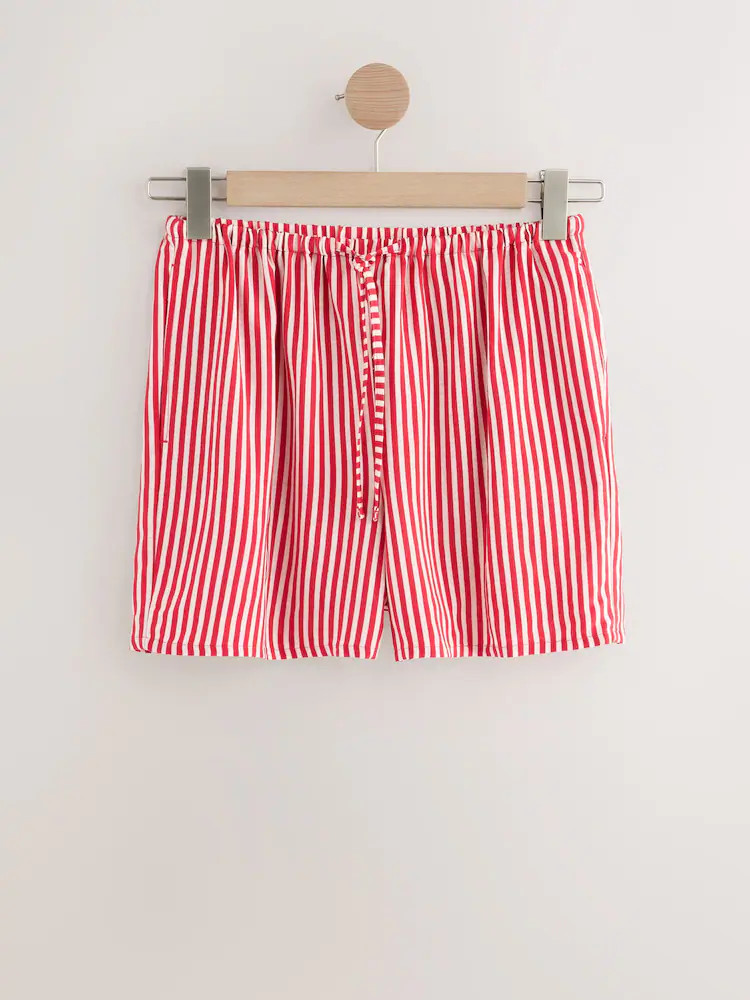 Red/White Stripe Elasticated Tie Waist Shorts with Linen | Next EU