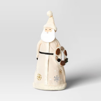 22.5" Fabric Santa Sculpture with Pinecone Christmas Wreath - Wondershop™ | Target