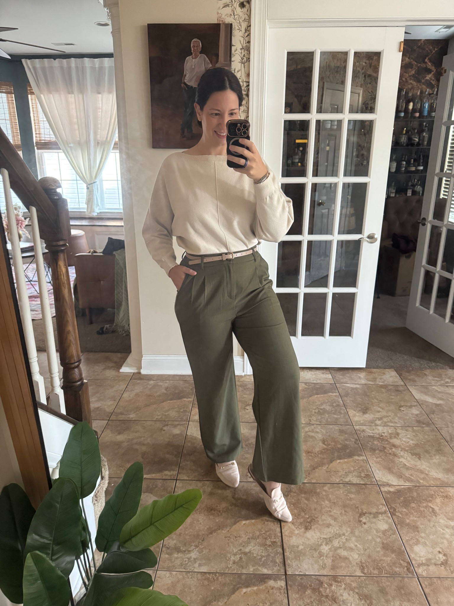 Cozy sweater with loose fitting trousers for work today. Casual but elevated. When I wear these trousers, i usually wear sneakers but if I’m going to work, my pointed toe mules or flats. I am wearing large in my pants. Everything is from Amazon. 

#LTKMidsize #LTKootd #LTKWorkwear