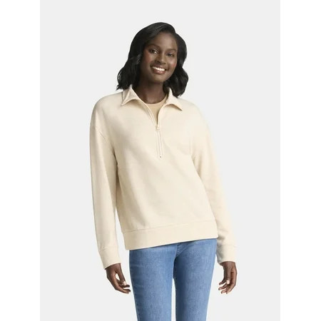 Time and Tru Women's Half Zip Fleece Sweatshirt, Sizes XS-XXXL | Walmart (US)