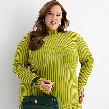 new!Ashley Graham Womens Plus Long Sleeve Casual Bodycon Dress | JCPenney