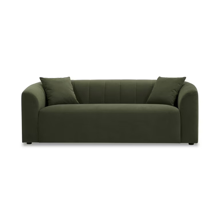 Cole & Rye Green Curve Sofa, Olive Velvet | Walmart (US)