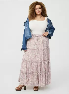 Tiered Drawstring Maxi Skirt | Torrid (US & Canada)