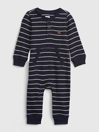 Baby Waffle-Knit Henley One-Piece | Gap (US)