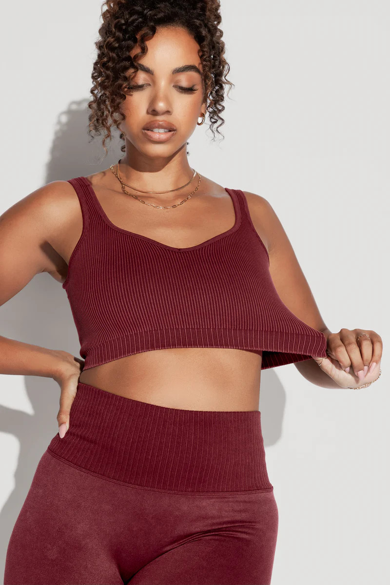 Be My Sweetheart Seamless Crop Top - Garnet | POPFLEX