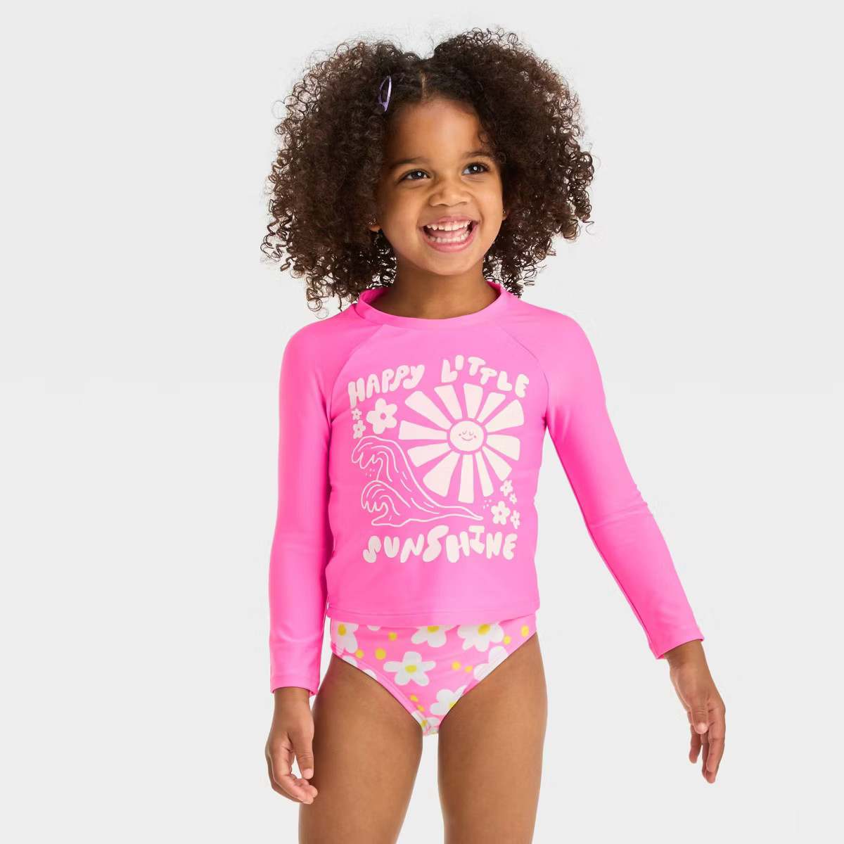 Toddler Girls' Rash Guard Swimsuit Set - Cat & Jack™ Pink 2T | Target