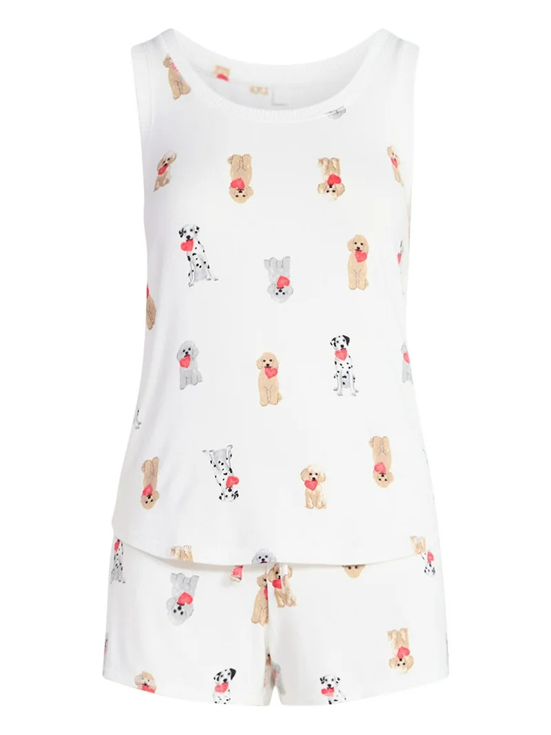 Joyspun Women's Cozy Lounge Collection Hacci Knit Tank Top and Shorts Pajama Set, 2-Piece, Sizes ... | Walmart (US)