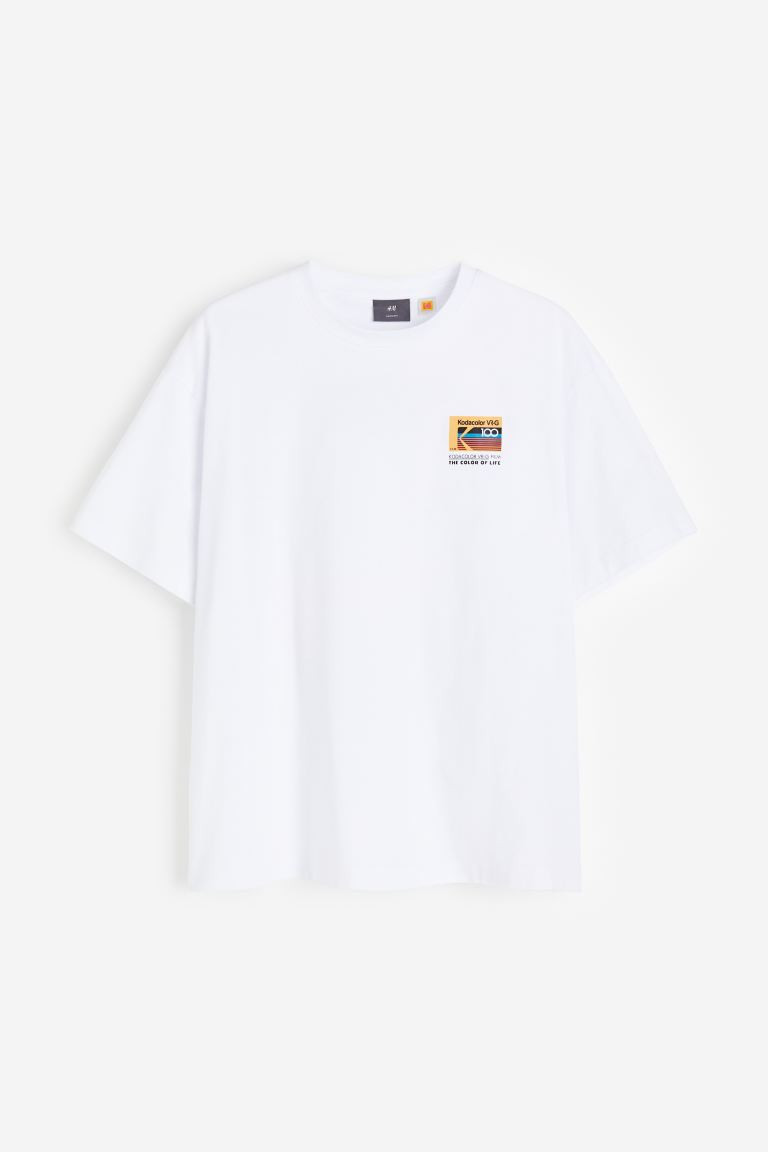 Loose Fit T-shirt - White/Kodak - Men | H&M US | H&M (US + CA)