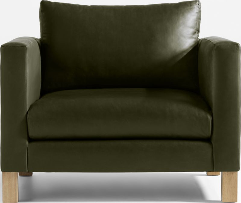 Pacific Leather Chair with Wood Legs | Crate & Barrel | Crate & Barrel