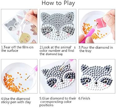24 Pcs 5D DIY Kids Animal Diamond Painting Stickers Beginner Diamond Painting Kits, Digital Diamo... | Amazon (US)