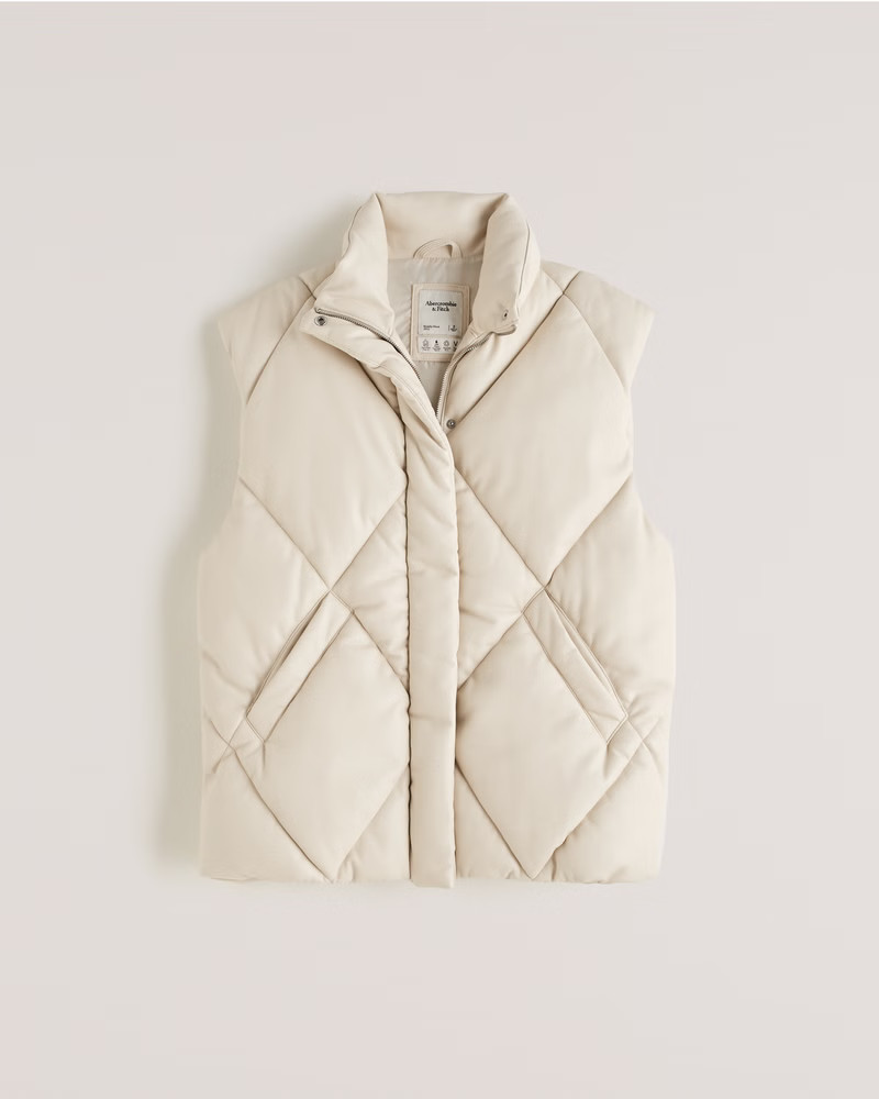 A&F Oversized Vegan Leather Quilted Vest | Abercrombie & Fitch (US)