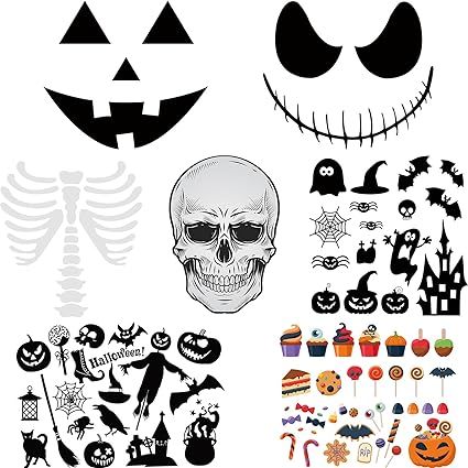 12 Sheets Halloween Iron on Sticker Heat Transfer Vinyl Iron on Patches Pumpkin Witch Skeleton Pa... | Amazon (US)