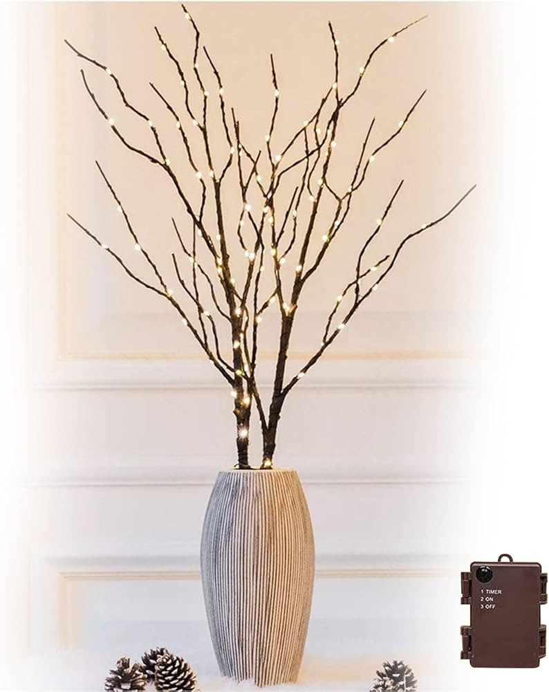 Twinkle Star 100 LED Lighted Brown Willow Branches 2 Pack Artificial Branches Waterproof Battery ... | Amazon (US)
