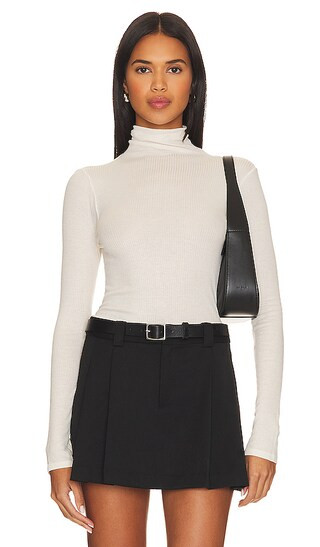 Silk Cashmere Rib Slim Turtleneck in Chalk | Revolve Clothing (Global)