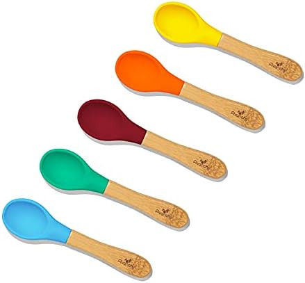 Avanchy Bamboo Baby Spoons Set - Bamboo and Silicone Baby Spoons - Rainbow Mega Gift Set - 5 Pack... | Amazon (US)