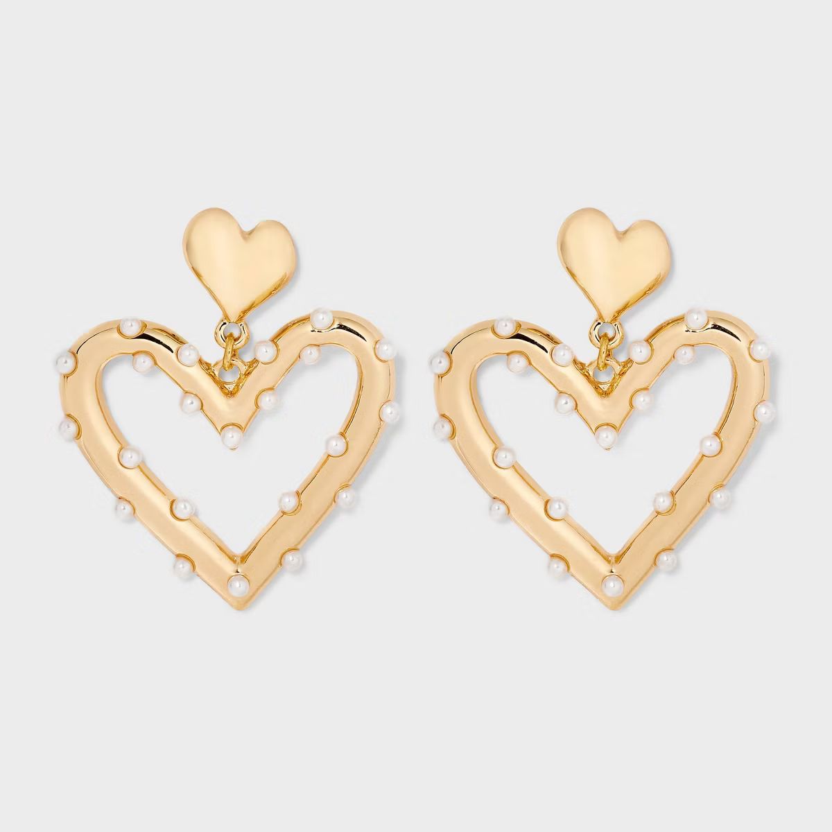 Speckled Simulated Pearl Heart Drop Earrings - Wild Fable™ Gold | Target