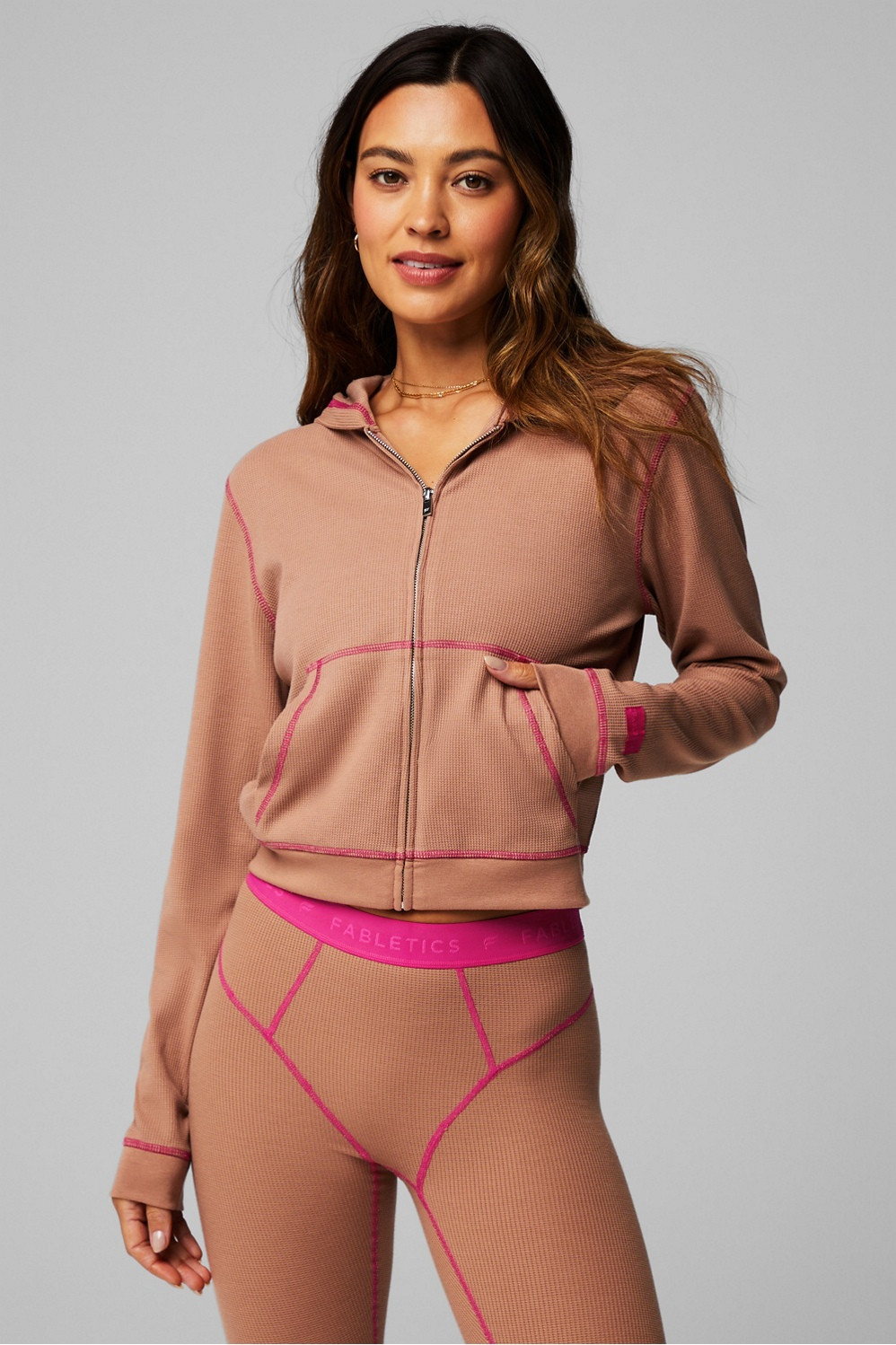 Zip-Up Waffle Hoodie | Fabletics - North America