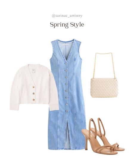 The perfect spring dress or easter outfit! Love this denim vest dress with the button detail down the middle.

Beautiful cream woven faux leather bag with gold chain strap.

#easteroutfit #springoutfit #vacationoutfit #springdress



#LTKsalealert #LTKstyletip #LTKSpringSale