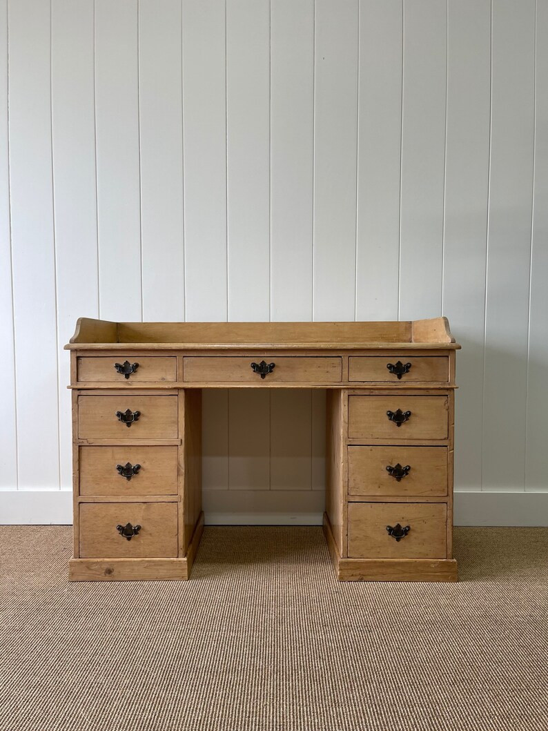 Antique English Pine Pedestal Desk c1890 | Etsy (US)