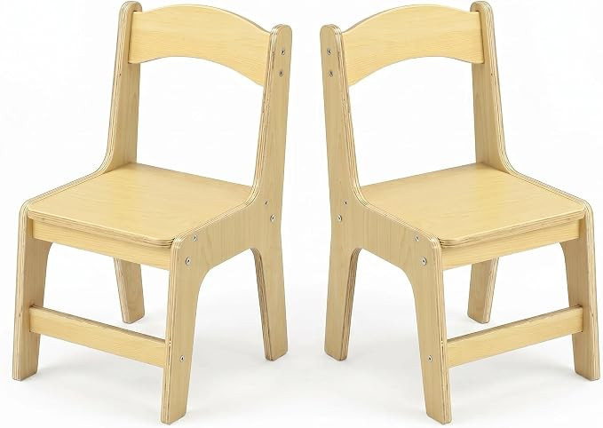 Solid Wood Toddler Chair -Ergonomic Kids Wooden Chair with Anti-Slip Feet, Rounded Corners, Easy ... | Amazon (US)