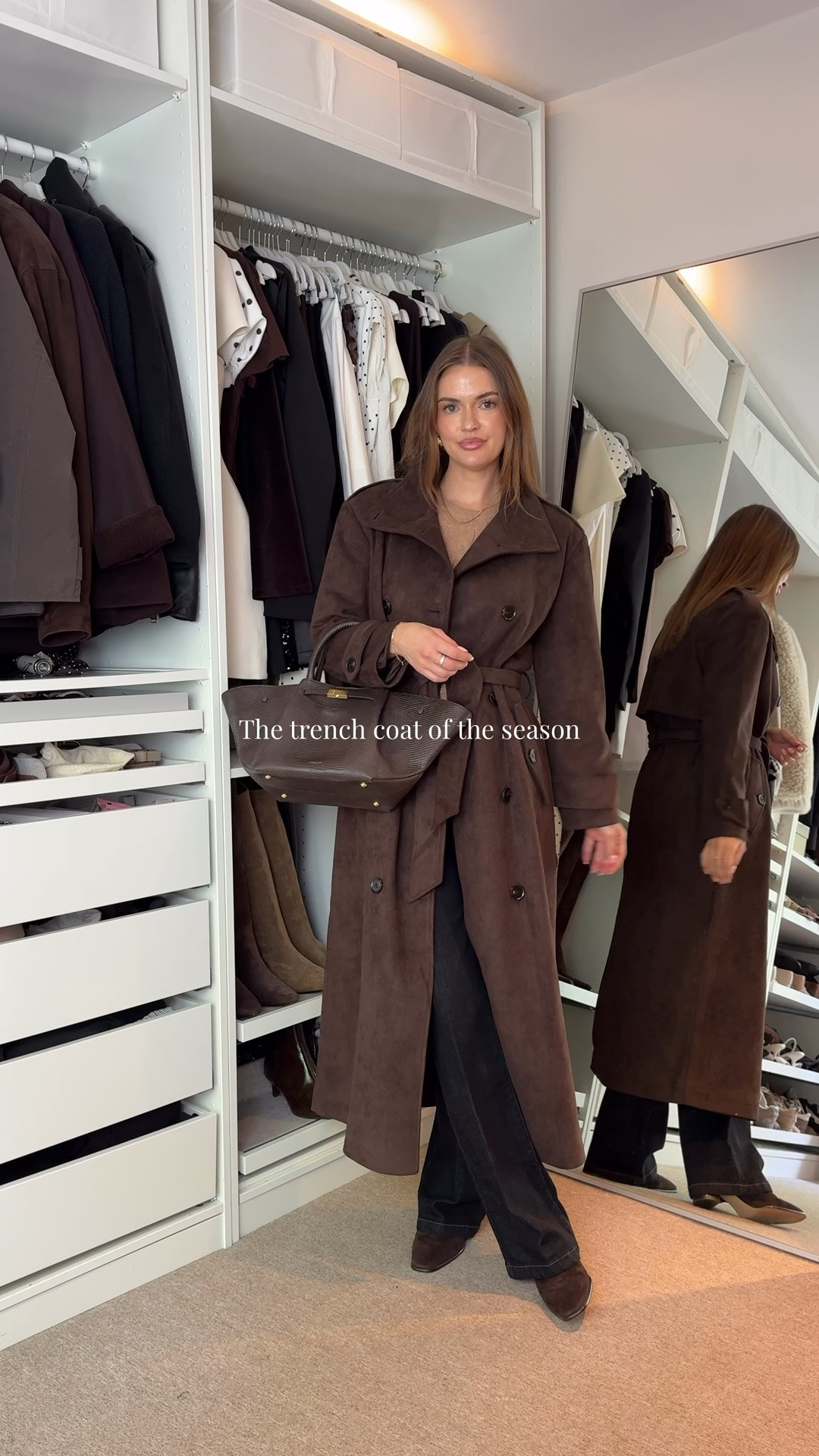 Just launched - pretty lavish chocolate brown suede trench coat with funnel neck 🤎 I’m wearing size small.

#LTKuk #LTKautumn #LTKstyletip