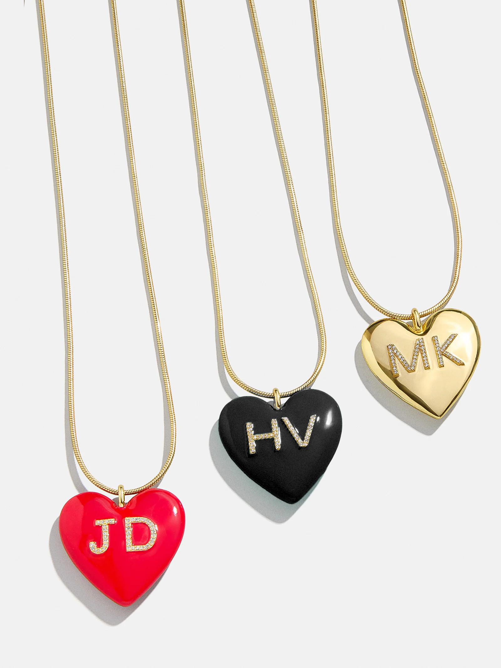Custom Initial Enamel Heart Pendant Necklace - Black | BaubleBar (US)