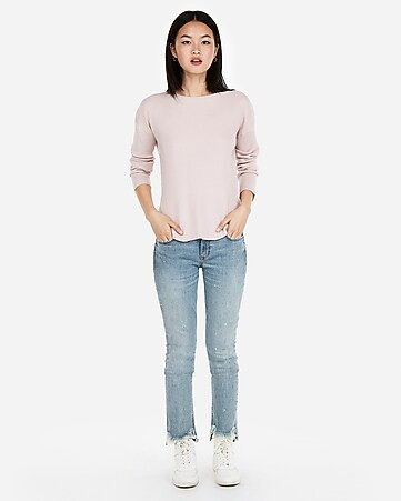 Ribbed Shirttail Hem Sweater | Express