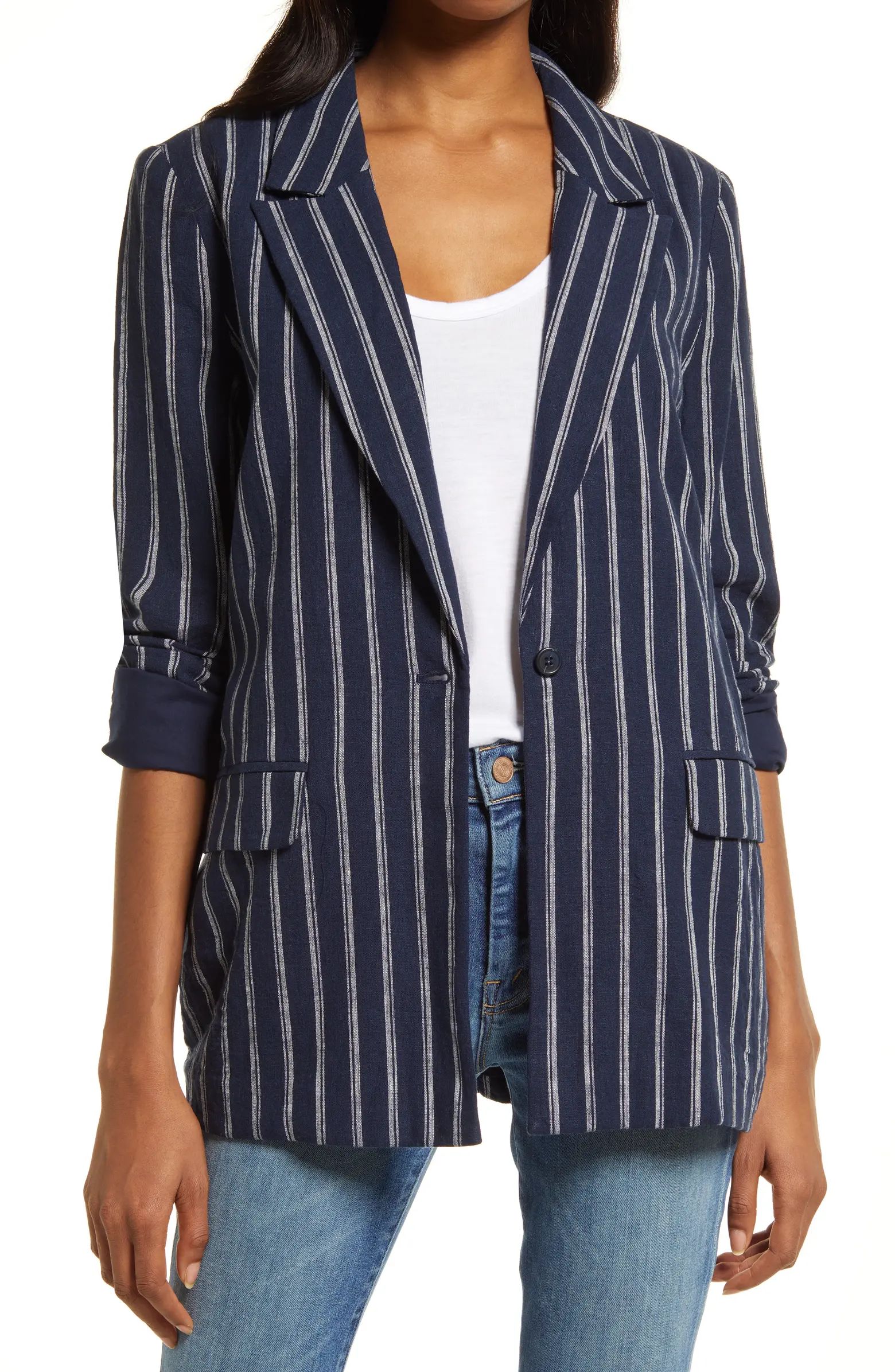 Treasure & Bond Women's Stripe Linen Blend Blazer | Nordstrom | Nordstrom