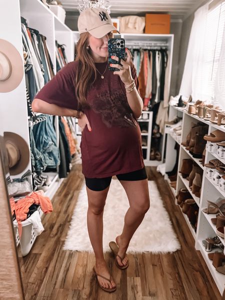 Todays outfit! 

These maternity bike shorts from amazon are the best! Top is old (similar linked) and the hat is a MUST HAVE for summer! 

Nail color is Y20 from set 5!

#LTKunder50 #LTKshoecrush #LTKstyletip