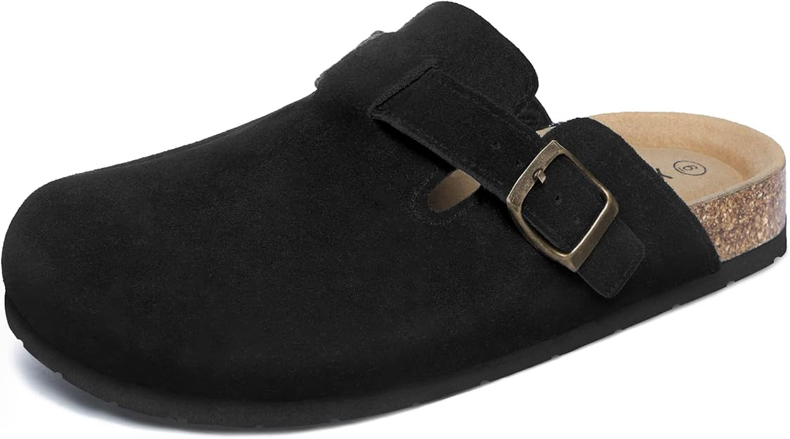 Xiakolaka Women's Suede Clogs Adjustable Buckle Slip on Footbed Home Clog Slippers | Amazon (US)