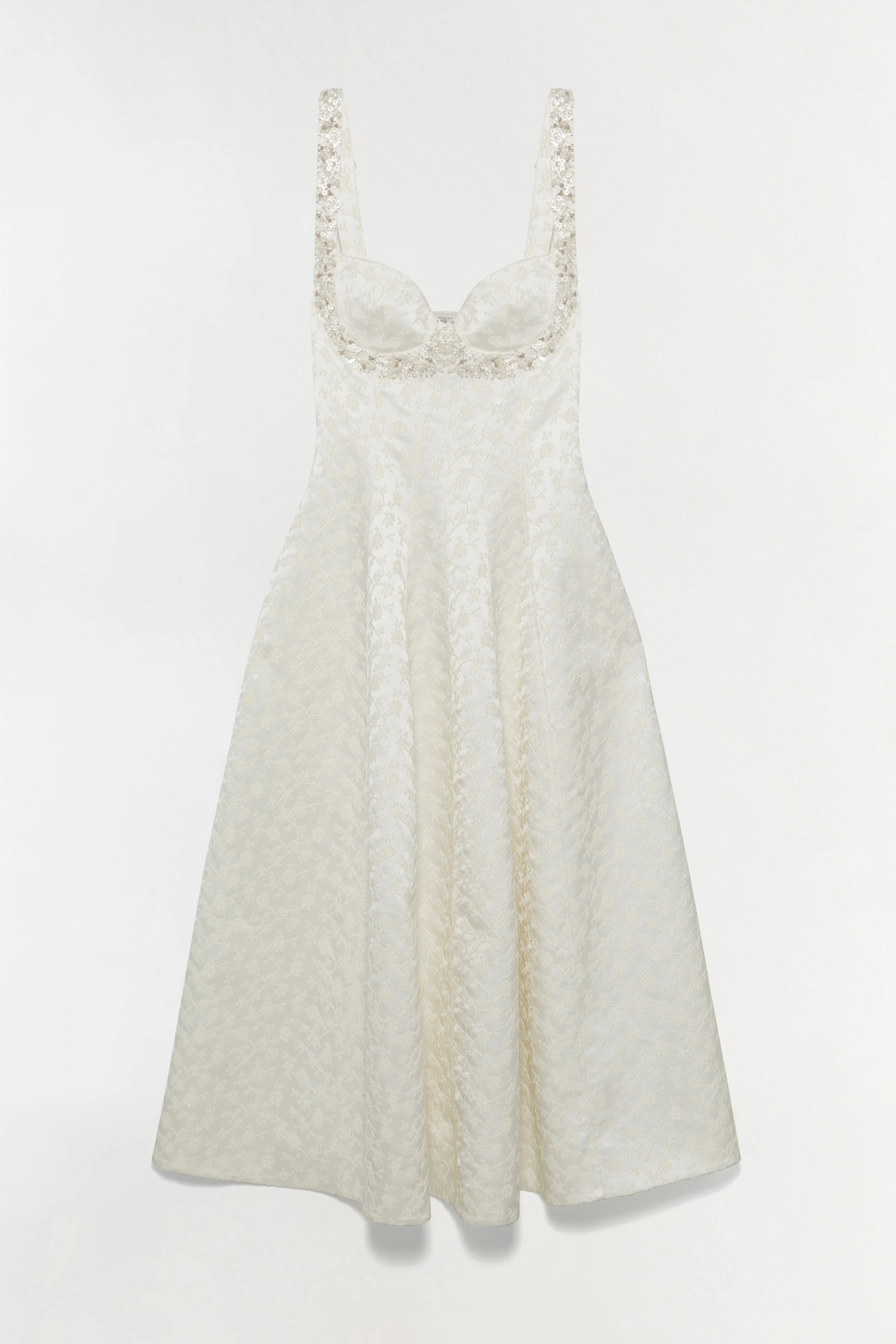 SIMKHAI Women's Charlotte Jacquard Midi Dress in White, Lace, Size 14 | Simkhai