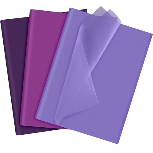 NEBURORA Assorted Purple Tissue Paper Set 60 Sheets Gift Wrap Paper Violet Purple Crafts 3 Colors for Halloween DIY Arts and Crafts Wedding Birthday Holiday Gift Packaging and Party Decoration | Amazon (US)