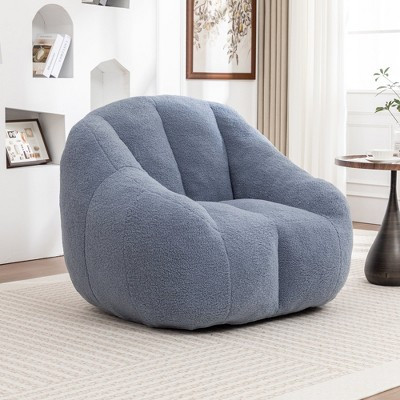 FurnitureR Teddy Bean Bag Chair, Plush Lounge Chair with Soft Upholstery, Comfy Floor Sofa for Living Room Bedroom Reading Nook, Light Blue | Target