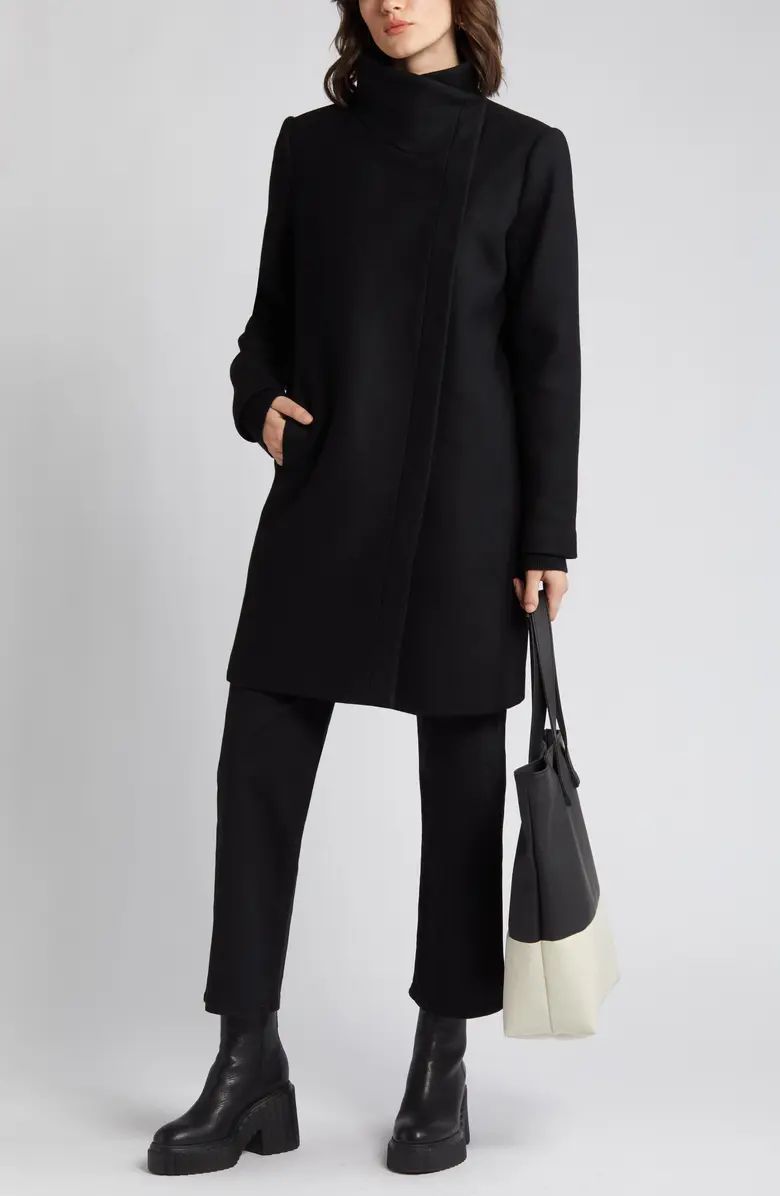 Luxury Leather Trim Wool Blend Coat | Nordstrom