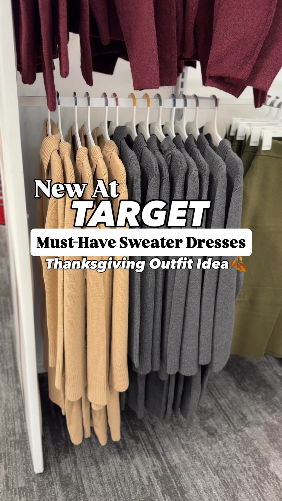 Must-have sweater dresses // brand new at Target‼️Thanksgiving outfit idea!🍂 How cute are these new arrivals from Target?! I love this mini sweater dress so much- I grabbed it right away in-store! Check back for a try-on reel soon! Such a classic and comfy dress for fall! Pair this dress with an added layer like a jacket, blazer, or vest, too! So stretchy and soft! Dress up for date night, church, and special occasions with heels or boots! Or dress down with sneakers for comfy, cozy days! Light brown and dark gray available, XS-4X. I’m 5’7” and grabbed my true size xs. Which color do you like?👇🏻

#LTKWorkwear #LTKStyleTip #LTKFindsUnder50