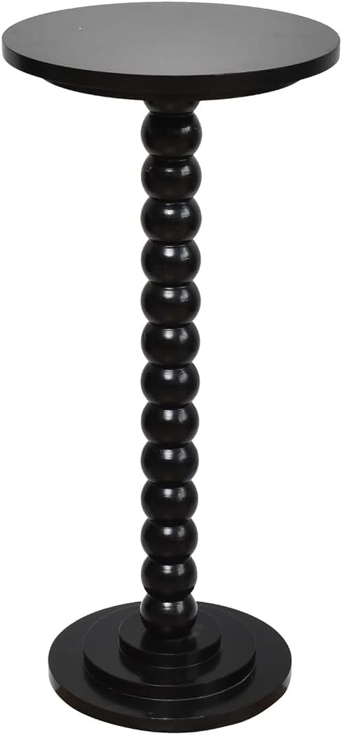 12" x 25" Wooden Round Pedestal Cocktail Drink Table for Small Spaces, Black | Amazon (US)