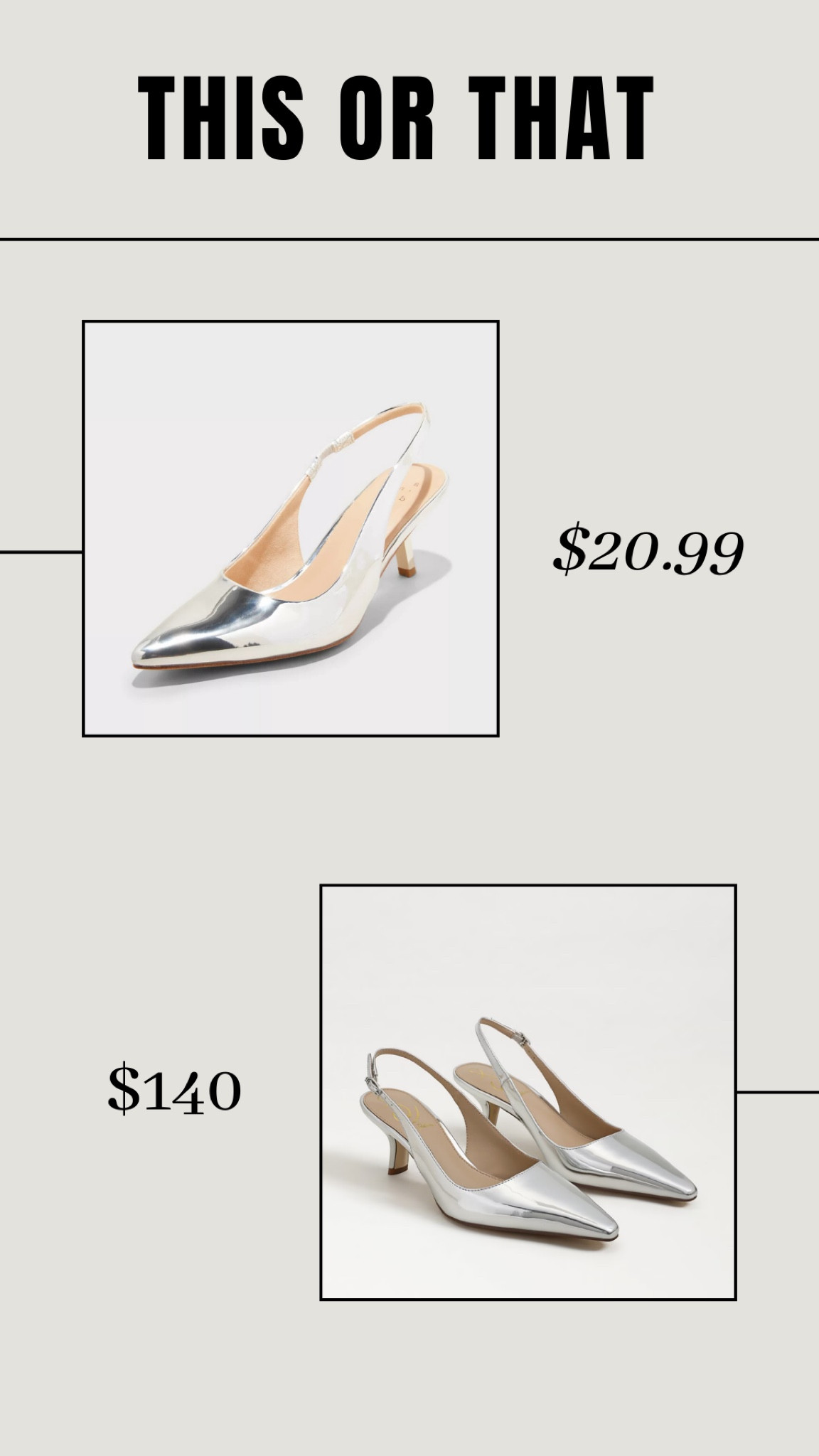 This or That edition: silver sling back kitten heels. I have the splurge version that I bought last year, they run true to size and are actually comfortable for walking in 

#LTKFindsUnder50 #LTKHoliday #LTKShoeCrush