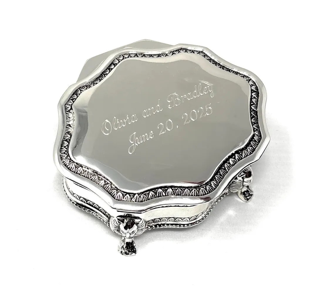 Personalized Silver Plated 3" Jewelry Box: Victorian Style, Engraved Gift - Etsy | Etsy (US)