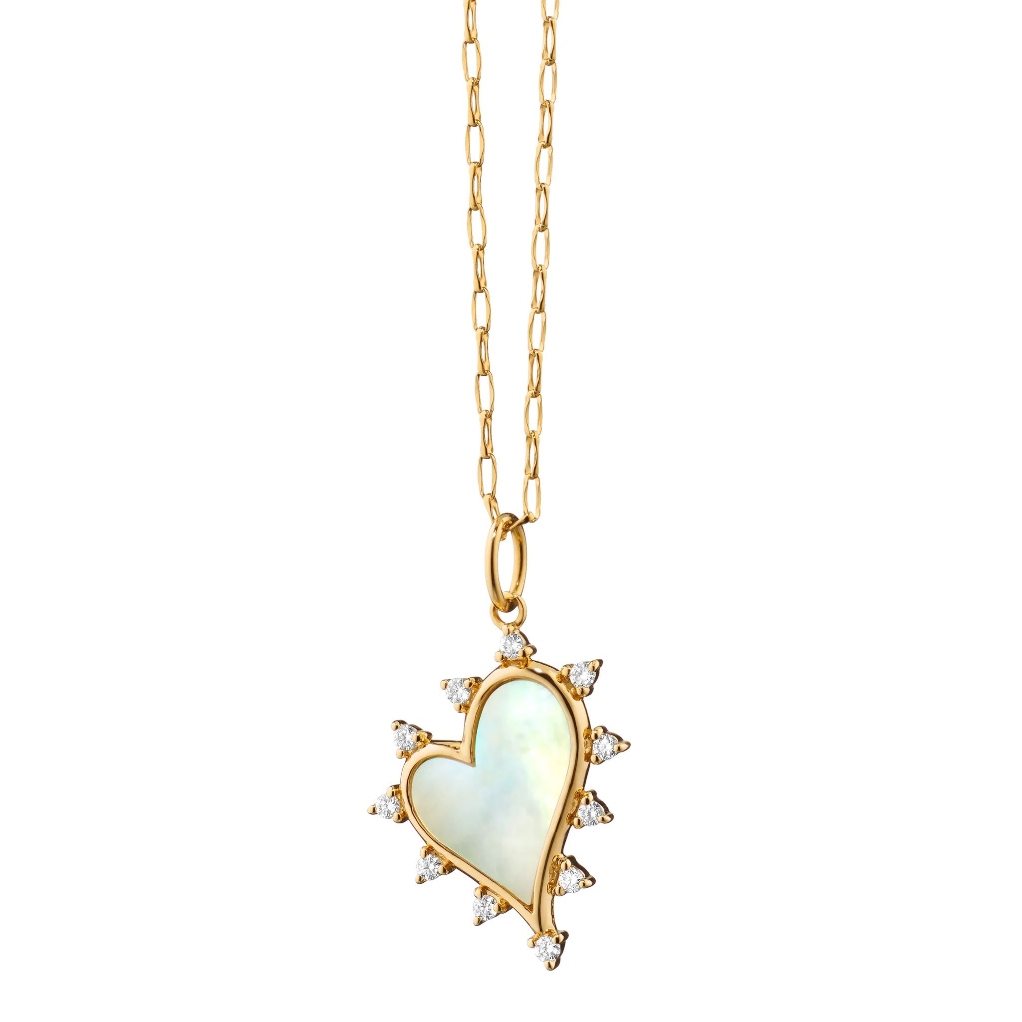 Mother of Pearl Heart Necklace with Diamonds | Monica Rich Kosann