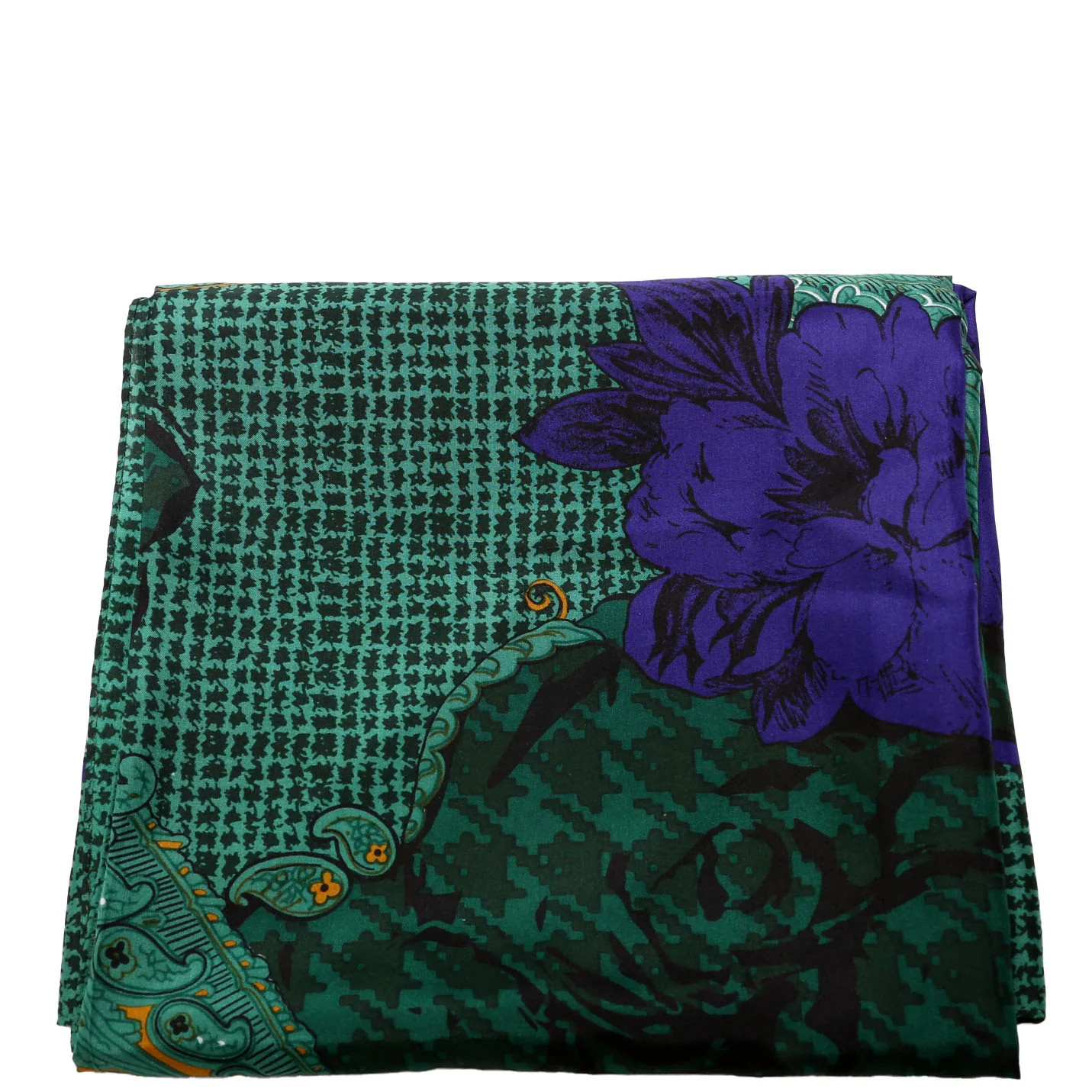 Paisley Floral Silk Vintage Scarf Green/Blue | Keeks Designer Handbags