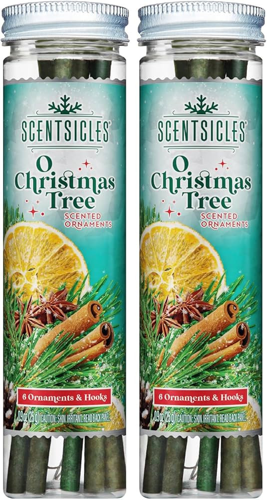 Scentsicles O Christmas Tree Scented Christmas Ornaments with Hooks - 2 Bottles (12 Sticks Total) | Amazon (US)