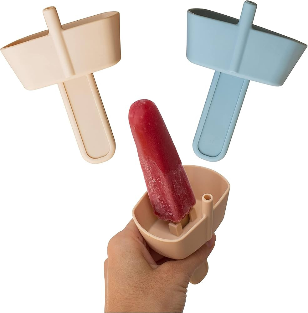 Mango Co. Silicone Popsicle Holder With Straw Drip Free 2 PACK (Ether Blue and Vanilla Cream) | Amazon (US)