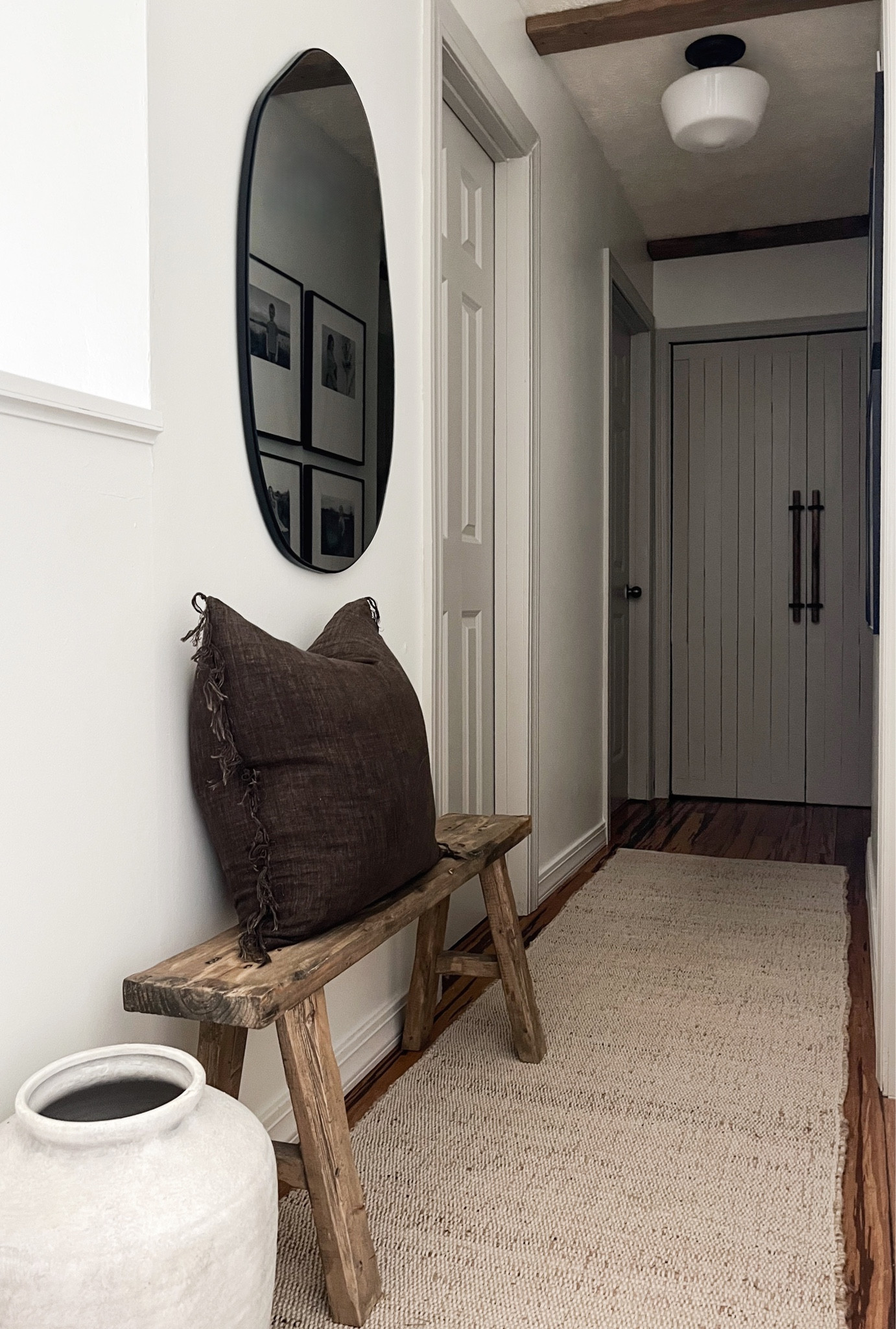 hall nook refresh! fresh coat of paint lead to a little refresh. LOVE LOVE this organic frame mirror & it’s so affordable, prime! my frames are customizable - 16x20 created the offset matte. have it saved in IG highlights. my favorite no shed jute rug is perfect as a runner! have this in 3 sizes it’s so good

#LTKhome #LTKfindsunder50 #LTKsalealert