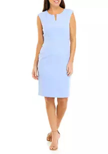 Women's Cap Sleeve Notch Neck Crepe Sheath Dress | Belk