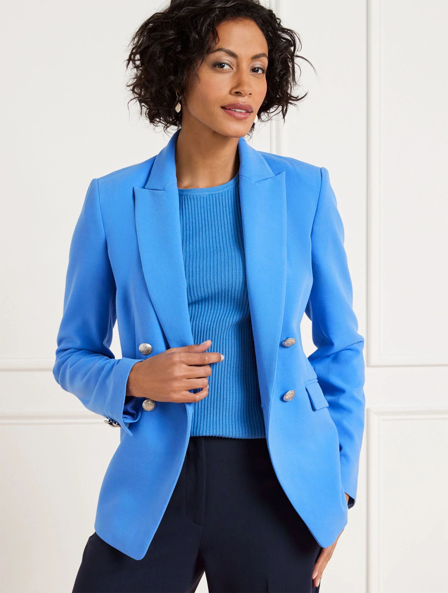 Tailored Stretch Double Breasted Blazer | Talbots