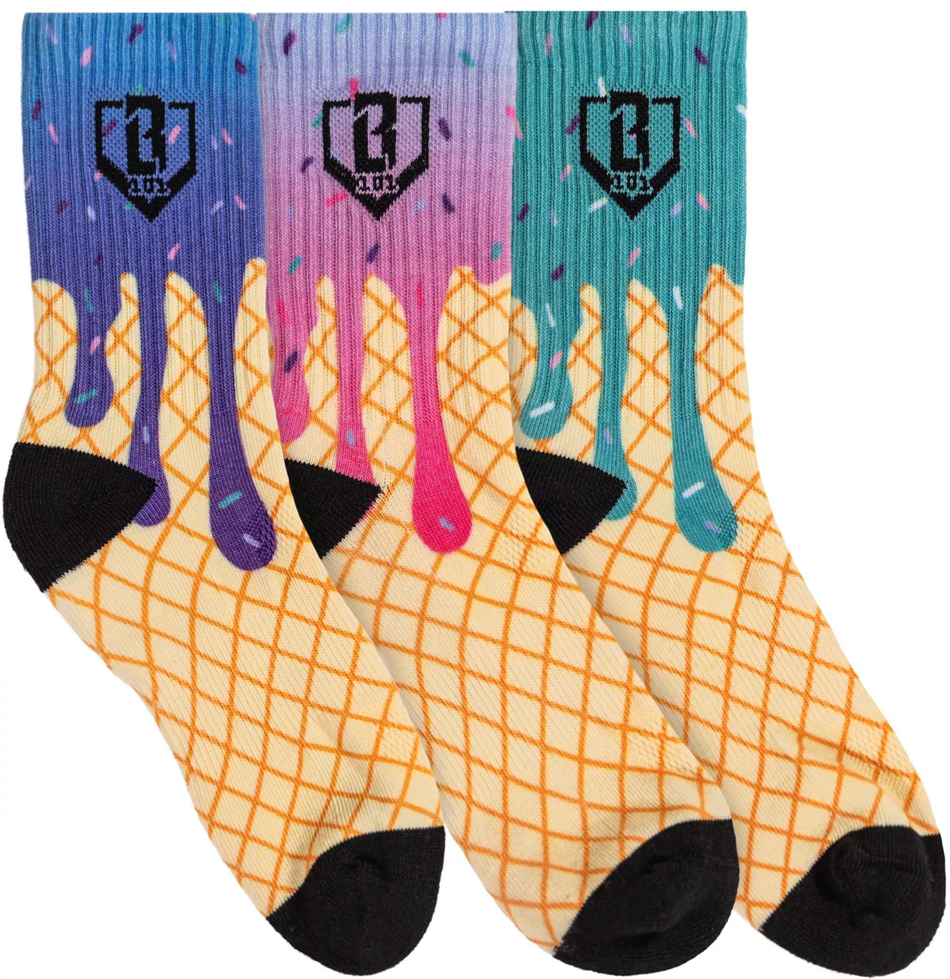 Baseball Lifestyle 101 Ice Cream Galaxy Performance Socks - 3 Pack, Men's | DICK'S Sporting Goods
