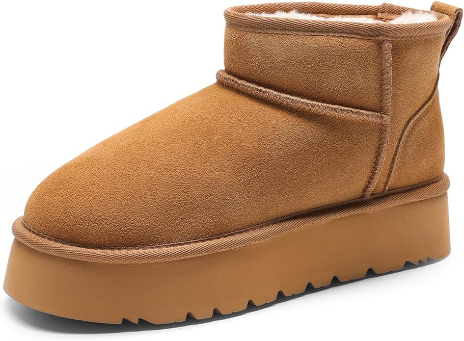 DREAM PAIRS Women's Platform Winter Snow Boots Genuine Suede, Water Resistant Mini Ankle Boots St... | Amazon (US)