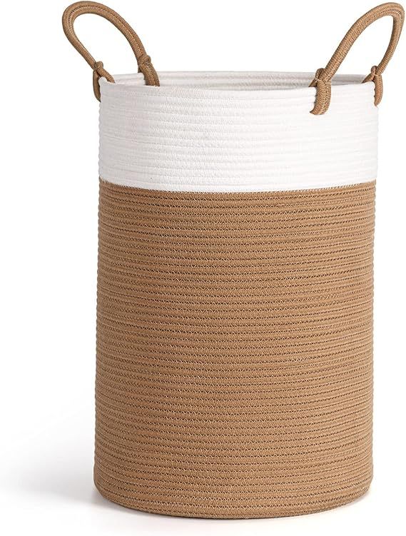 Amazon.com: INDRESSME Tall Laundry Basket Woven Jute Rope Dirty Clothes Hamper Rope Basket for Bl... | Amazon (US)