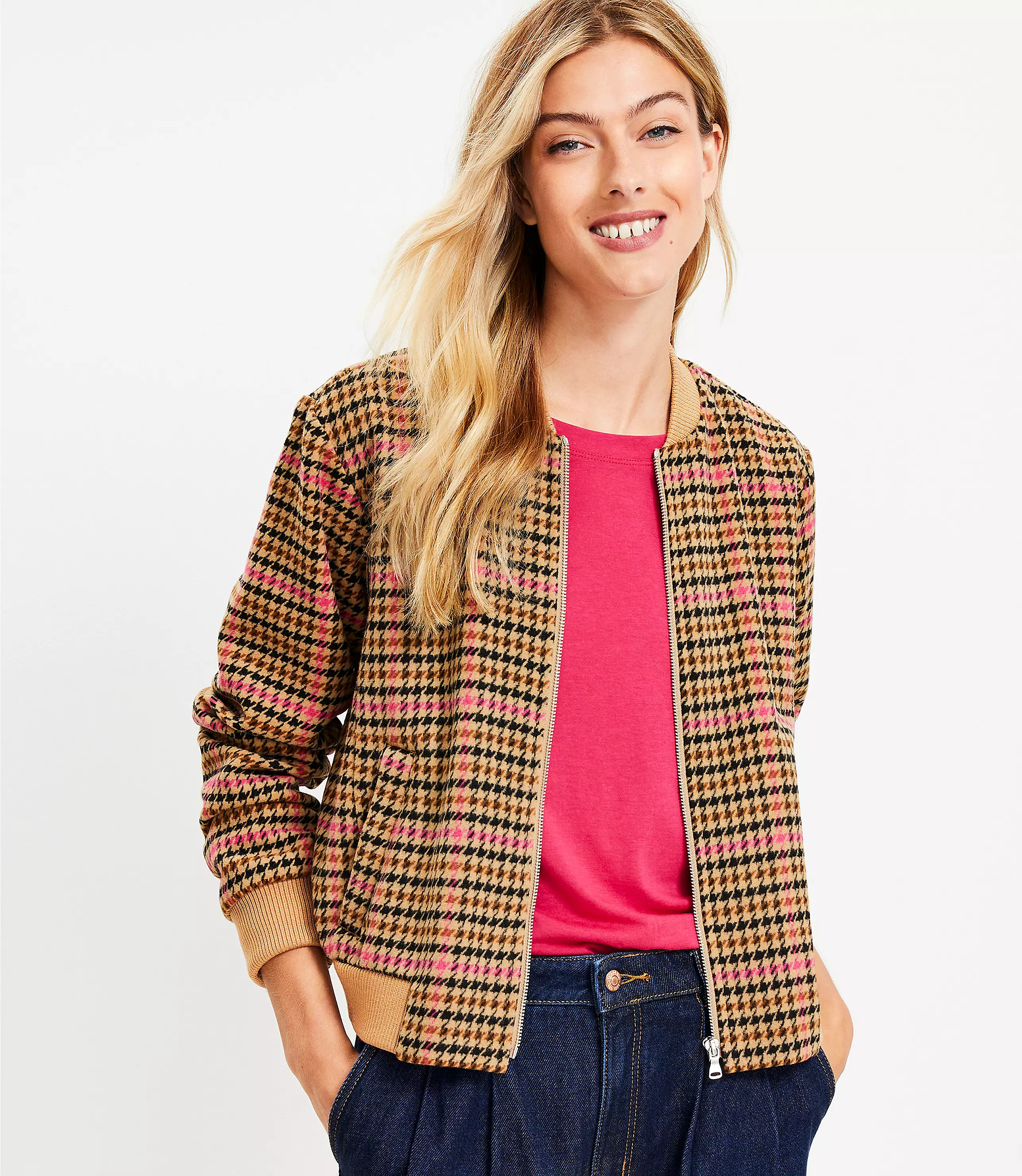 Plaid Bomber Jacket | LOFT